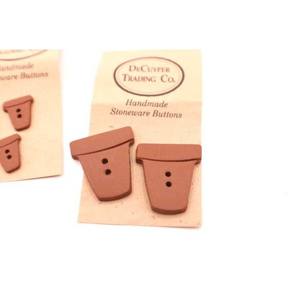 Handmade Stoneware Buttons Brown Terracotta Plant Pot Design By DeCuyper Trading - Picture 2 of 7
